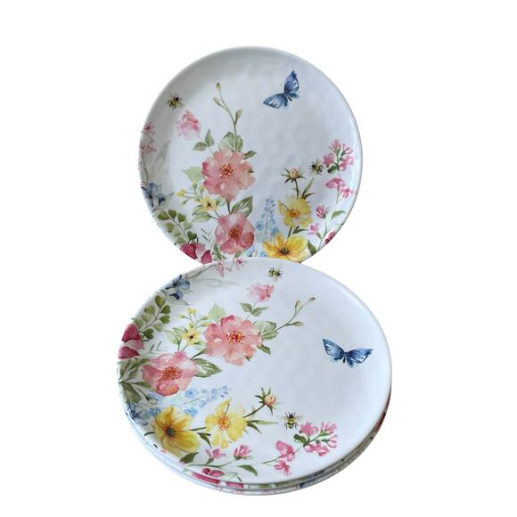 Rachel Ashwell Melamine Dinner Plate Set of 4 Spring Floral Butterfly 11in New - Picture 13 of 13